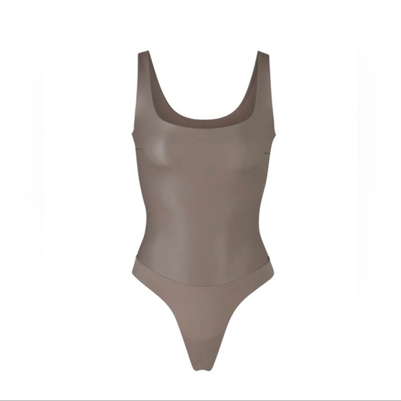 SKIMS FAUX LEATHER SCOOP BODYSUIT CEMENT SIZE 2X - Picture 1 of 12